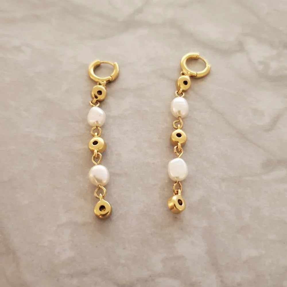 ✨ J.Crew Pearl Rhinestone Crystal Bridal Wedding Formal Drop Dangle Earrings ✨ - Picture 7 of 8